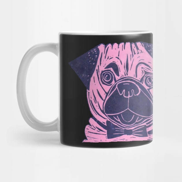 Dog. Posh Pug, pink by krisevansart